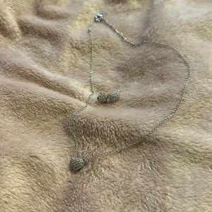 Swarovski silver hear earrings and necklace